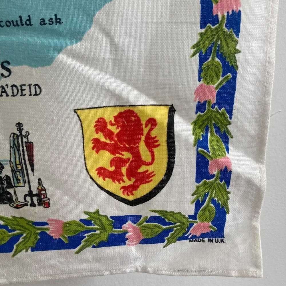 2 Vintage Scottish Linen Tea Towels Linanne Glen Appin Kitchen Unused Scotland